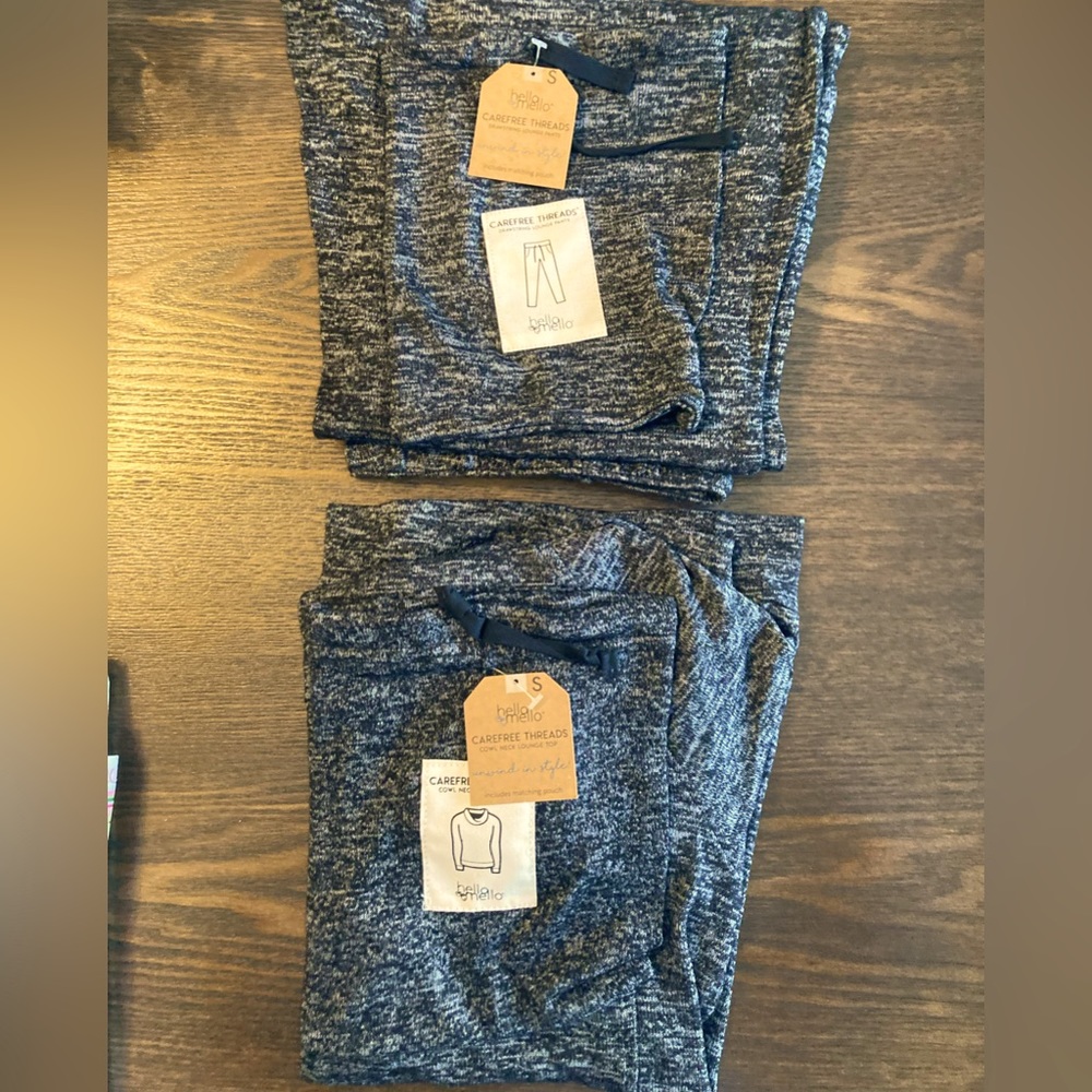 hello mello cowl neck lounge too and matching drawstring lounge pants